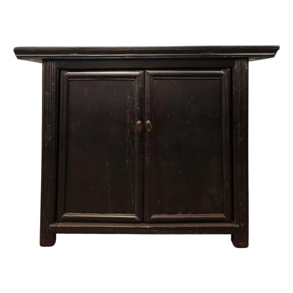 Rich Black 2-Door Side Cabinet For Sale