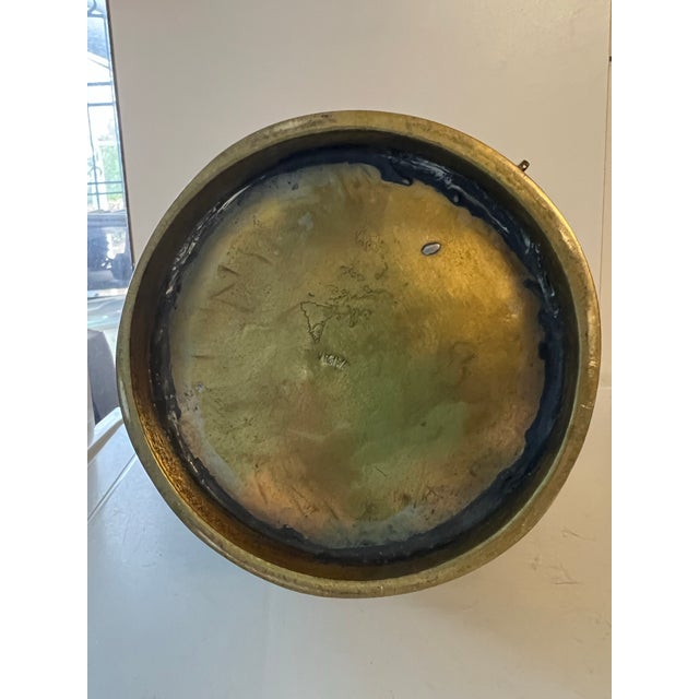 Jade Vintage Japanese Brass Champlevé Cloisonné Enamel Vase With Dragon Handles For Sale - Image 8 of 9