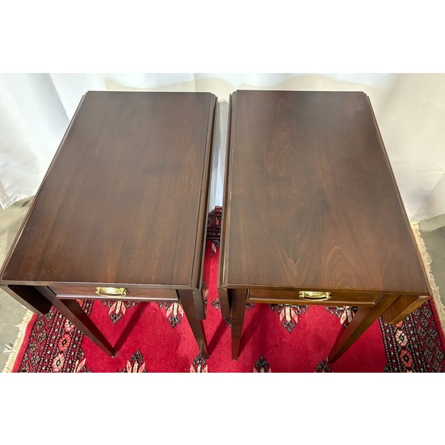 Wood Vintage 1995 Waterford Furniture Makers Cherry Pembroke End Tables — Pair For Sale - Image 7 of 15