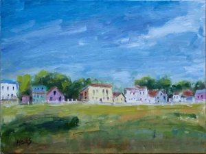 Mendocino Village (Original Impressionist Oil Painting)