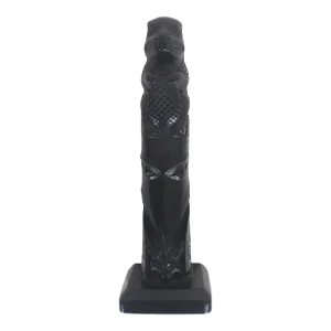 Vintage Totem Pole Style Black Sculpture