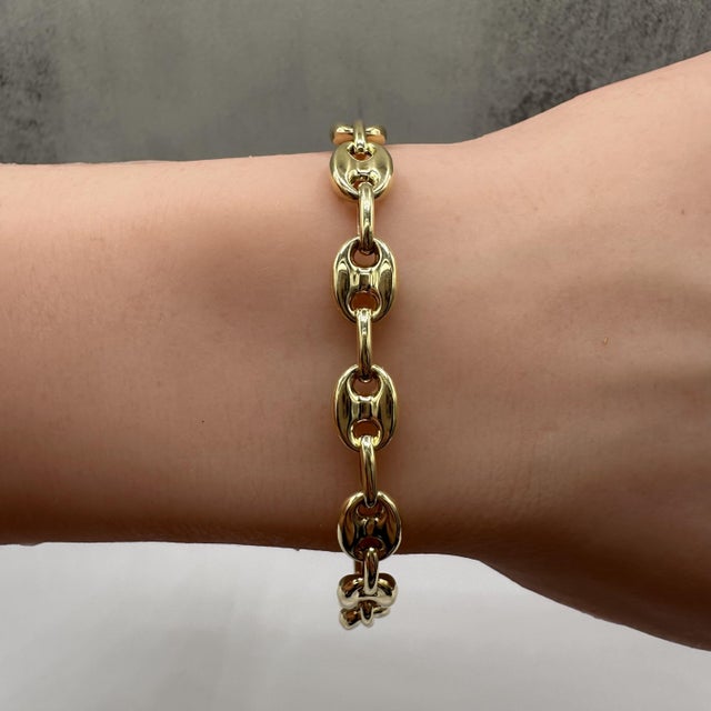 Early 21st Century Puff Bracelet 14kt Yellow Gold 7.25in 7.5mm 6g Hollow New For Sale - Image 5 of 6