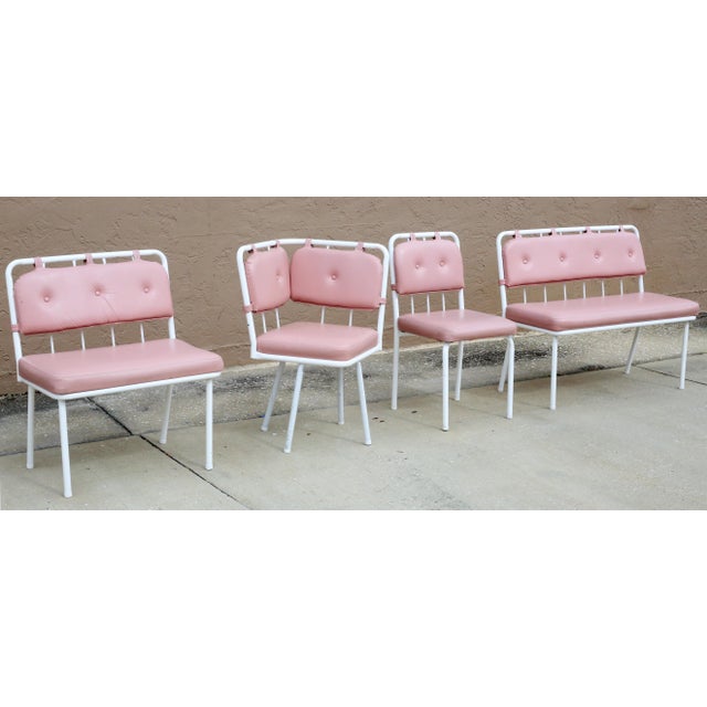 Vintage MCM Pink and White Banquette Dining Set by Stoneville Furniture