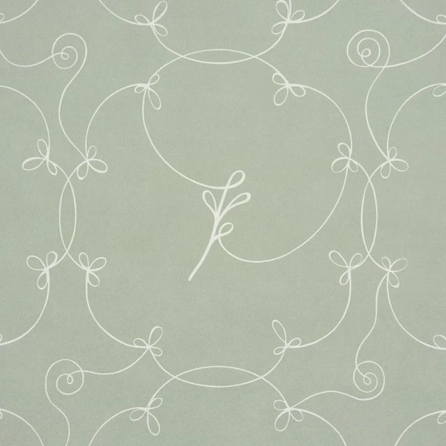 Contemporary SAMPLE - Schumacher X Backdrop Broderie Wallpaper In Cool Green For Sale - Image 3 of 4