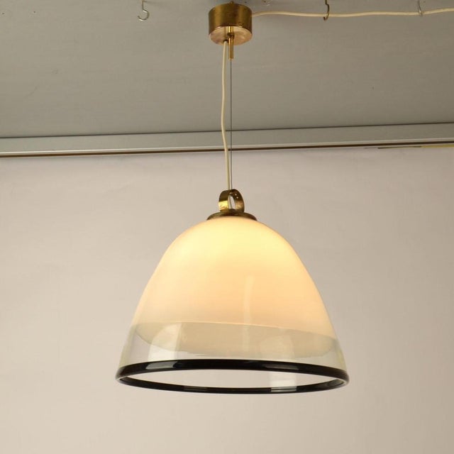 Black Large Glass Bell Shape Pendant Pendant by Renato Toso for Leucos Murano 1960s For Sale - Image 8 of 13