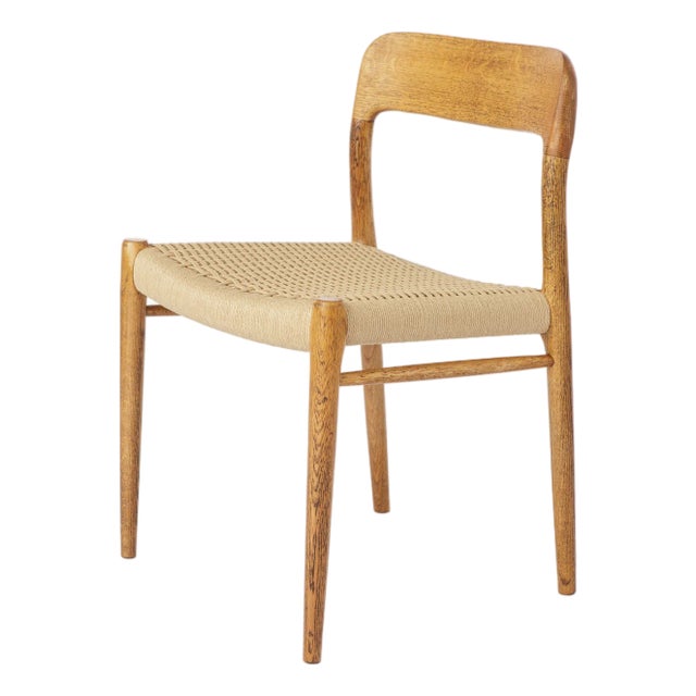 Mid-Century Modern Model 75 Dining Chair in Oak with Paper Cord Seat by Niels Otto (N. O.) Møller for J. L. Møllers, Denmark, 1960s For Sale