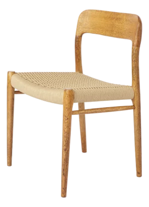 Mid-Century Modern Model 75 Dining Chair in Oak with Paper Cord Seat by Niels Otto (N. O.) Møller for J. L. Møllers, Denmark, 1960s