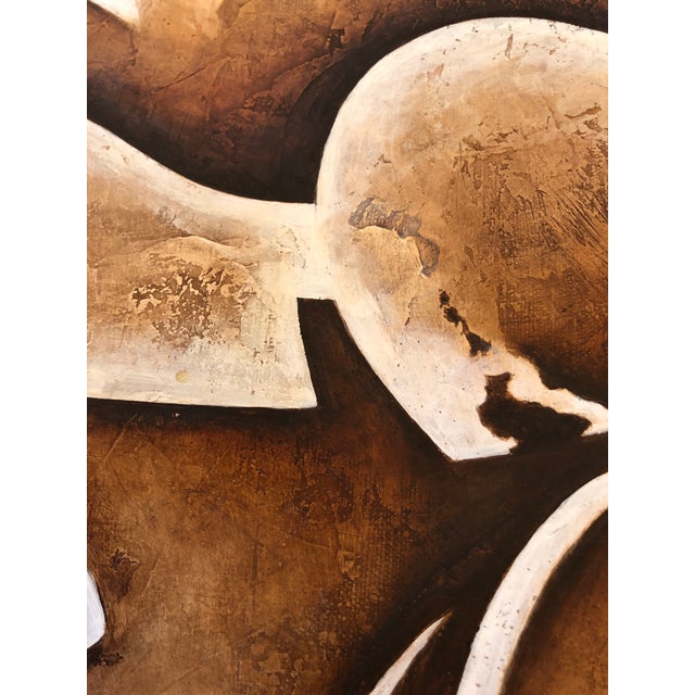 Bold and beautiful large abstract geometric painting in Gesso and acrylic. Well stretched and signed by the artist.