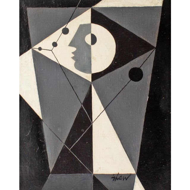 An oil on canvas painting by American artist Charles Green Shaw (1892-1974). This piece features grey, white and black...
