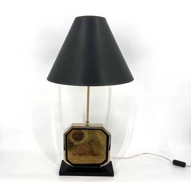 Etched Brass Table Lamp by Georges Mathias, 1970s For Sale - Image 11 of 13