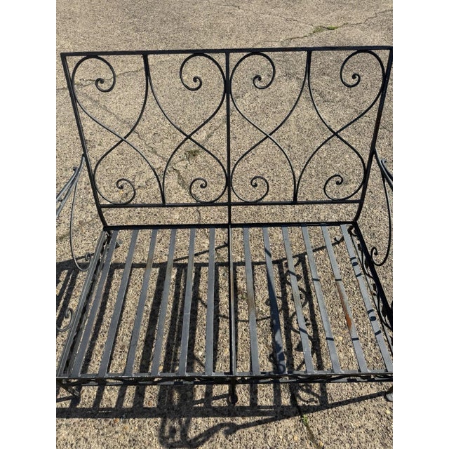Black Vintage Salterini Style Wrought Iron Settee Loveseat by Florentine Craft Studio For Sale - Image 8 of 17