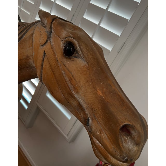 Late 19th-Century American Carved Wood Carousel Horse on Cast Iron Stand For Sale In Los Angeles - Image 6 of 9