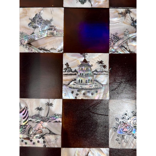 Vintage Chinese Black Lacquer & Mother-of-Pearl Inlaid Folding Chess Board For Sale - Image 11 of 11