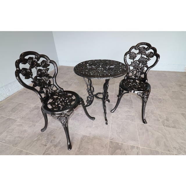 American Cast Iron Rose Garden Bistro Set, Mid-20th Century For Sale - Image 15 of 16