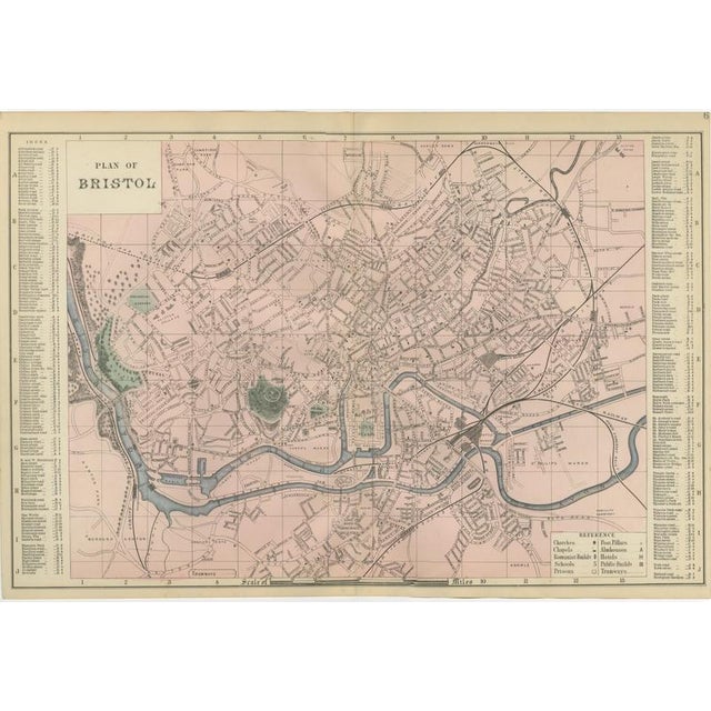 Decorative Map of Bristol, 1885 For Sale - Image 9 of 9
