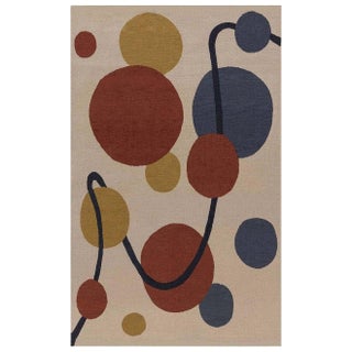 Doris Leslie Blau New Art Deco Inspired Beige, Black, Blue, Gold, Red, Wool Rug For Sale