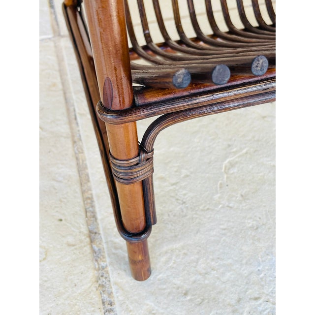 Brown Mid-Century Italian Rattan and Bamboo Side Table, 1960s For Sale - Image 8 of 18