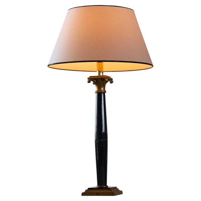 Neoclassical Table Lamp in Marble and Brass, 1970s For Sale - Image 12 of 12