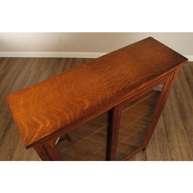 Antique Mission Oak Sliding Glass Door Bookcase For Sale - Image 10 of 18