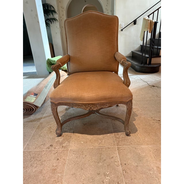 Pair of Traditional J. Robert Scott Lounge Chair, Chateau Fauteuil, Velvet Upholstery For Sale - Image 10 of 11