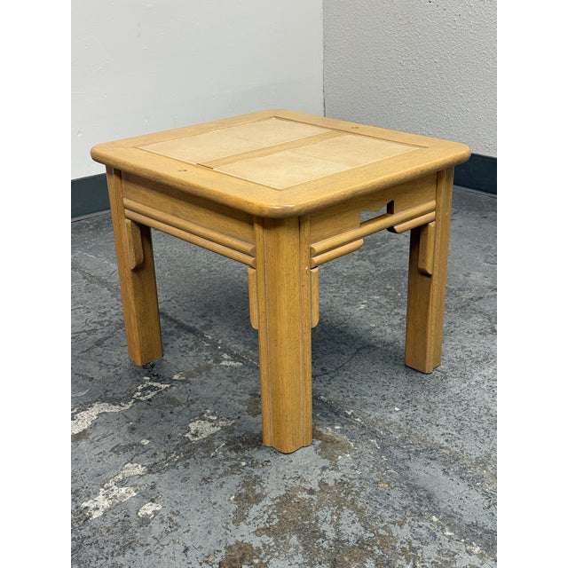 Rustic Southwestern Tile Inlay Wood End Table For Sale - Image 3 of 12