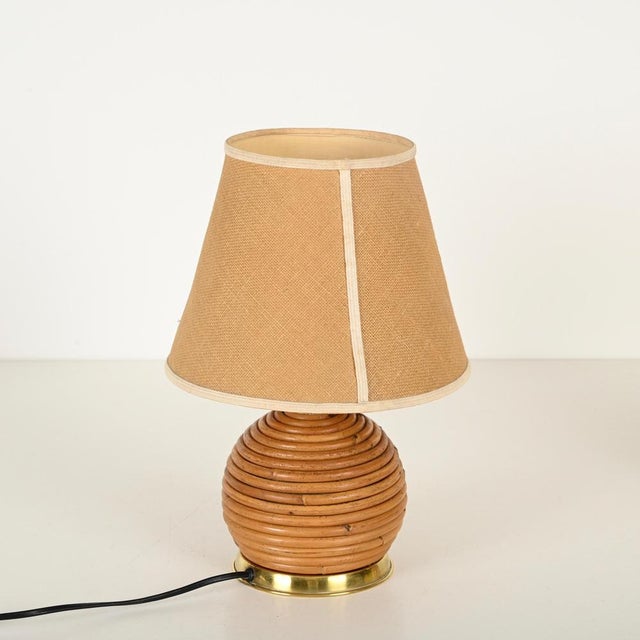 Mid-Century Modern Table Lamps in Rattan and Brass from Vivai Del Sud, Italy, 1970, Set of 2 For Sale - Image 10 of 14