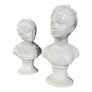 Set of 2, Vintage Louis Style Porcelain Busts