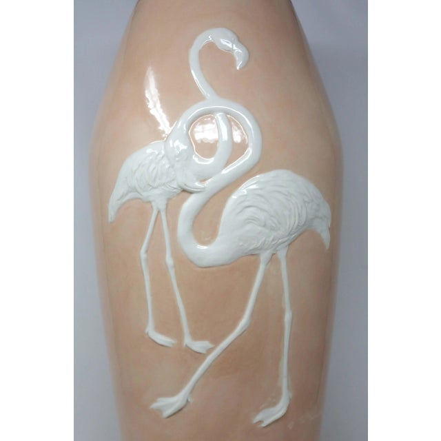 Pink and White Large Sculpted Flamingos Vase For Sale - Image 4 of 9