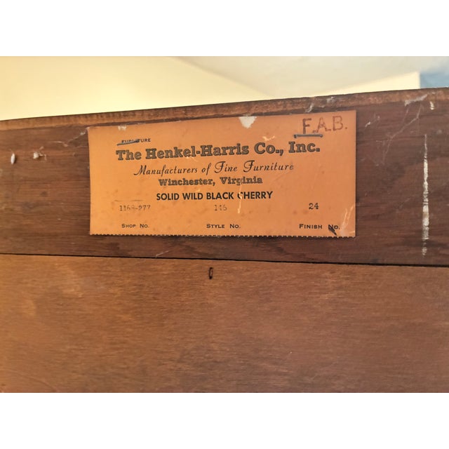 1960s Henkel Harris Wild Cherry Highboy Dresser For Sale - Image 5 of 6
