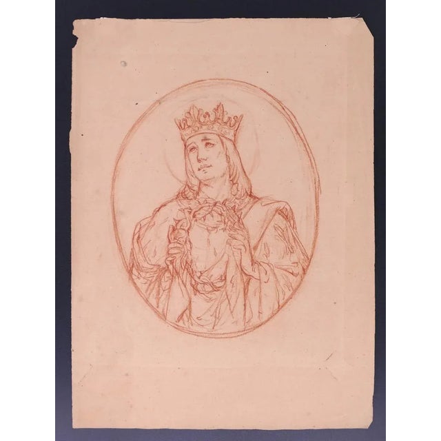 Saint Holding Crown of Thorns is an original artwork realized by Jean Marie Melchior Doze (1827 - 1913). Original blood...