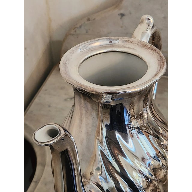 Art Deco German Silver Enamel Tea & Coffee Service, Attributed to Wmf, Circa 1930s For Sale - Image 9 of 12