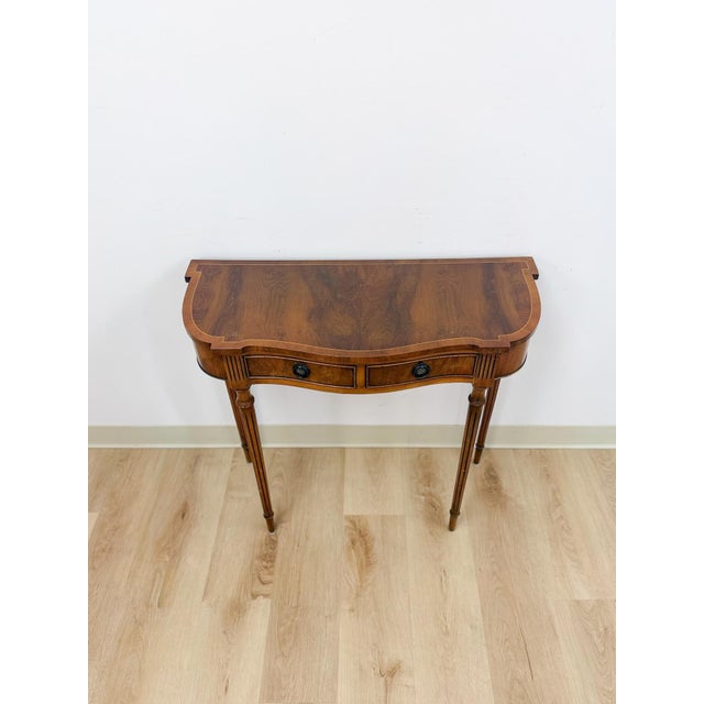 Contemporary Antiqued Jaycee Furniture English Mahogany Wood Entry Table Sussex Handmade For Sale - Image 3 of 9