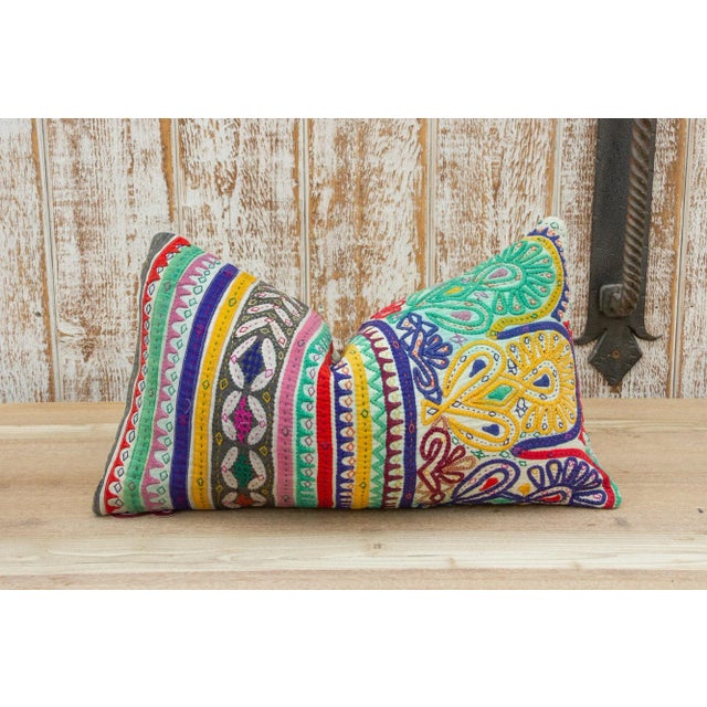 Early 21st Century Kra Antique Tribal Grain Sack Pillow For Sale - Image 5 of 10