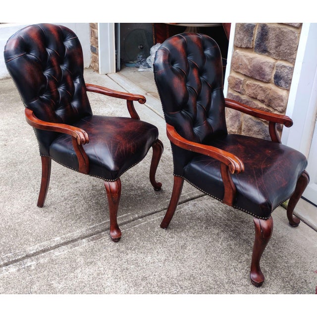Upgrade Your Home With This Pair of Vintage Stanley Furniture Leather Armchairs. For Sale - Image 9 of 10