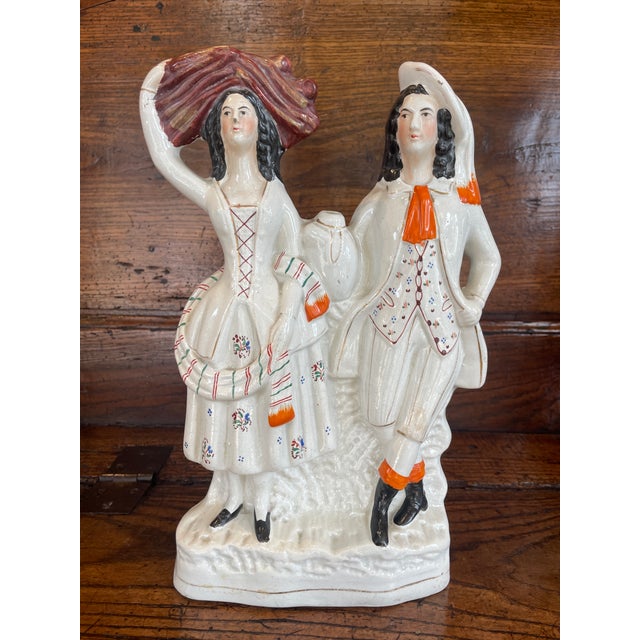 Handsome Staffordshire Couple Circa Late 19th C. For Sale - Image 4 of 5