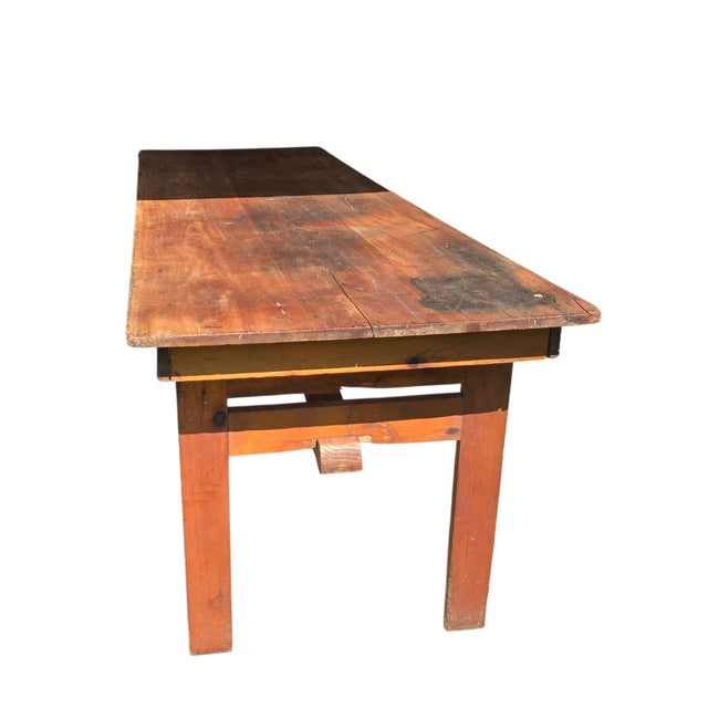 Fabulous antique "clipper" style folding table. Three board patina'd top. Legs securely tucked under for easy storage and...