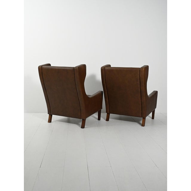 1950s Danish Armchairs in Dark Brown Leather, 1950s, Set of 2 For Sale - Image 5 of 13