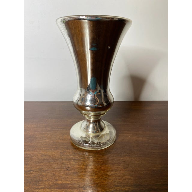 Lovely shaped genuine antique c1910 heavily trumped flared mercury glass vase