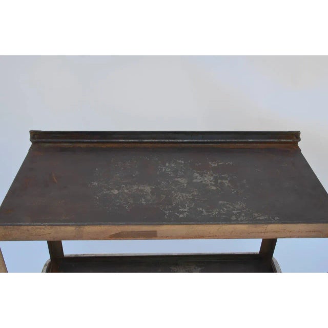 Metal Sturdy Industrial Bar Cart on Wheels For Sale - Image 7 of 9