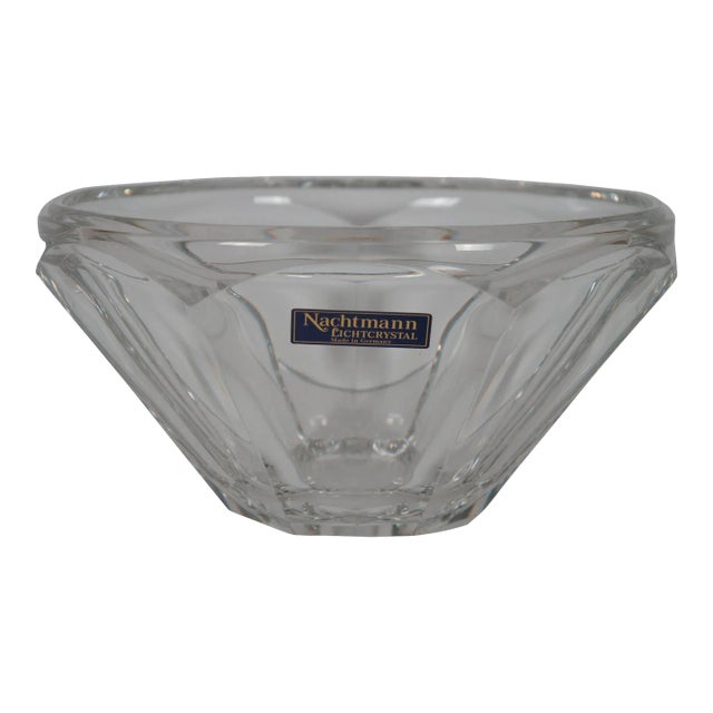 Vintage Nachtman Lichtcrystal Faceted German Crystal Centerpiece Bowl Candy Nut Dish For Sale