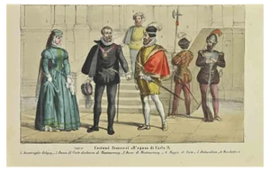 Auguste Wahlen, French Costumes at the Time of Charles IX, Lithograph, 1844