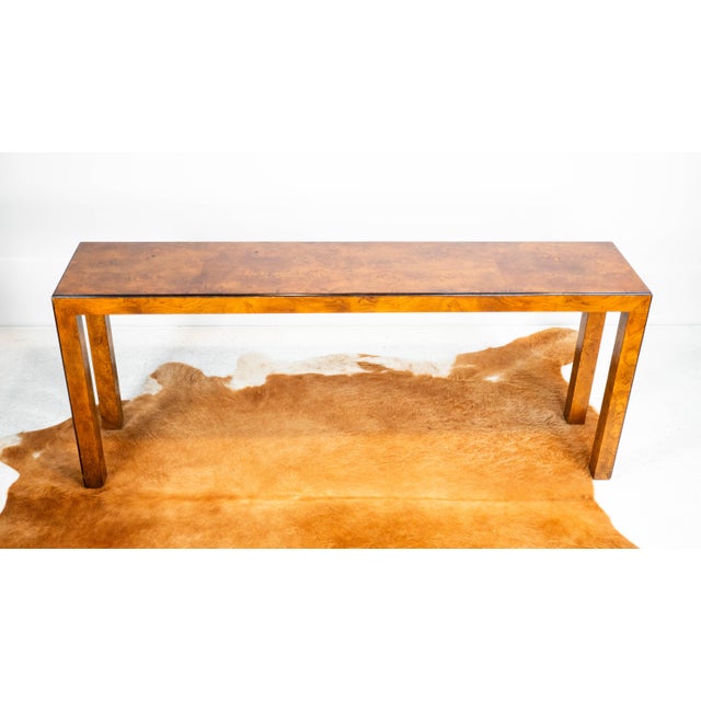 Brown 1970s John Widdicomb Parsons Burl Wood Console Table For Sale - Image 8 of 16