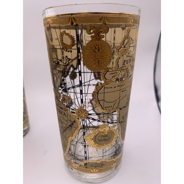 1960s 1960s Cera Highball Glasses With Old World Maps Design- Set of 8 For Sale - Image 5 of 6