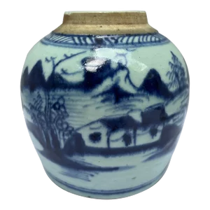 Antique Chinese Export Blue and White Canton Ginger Jar