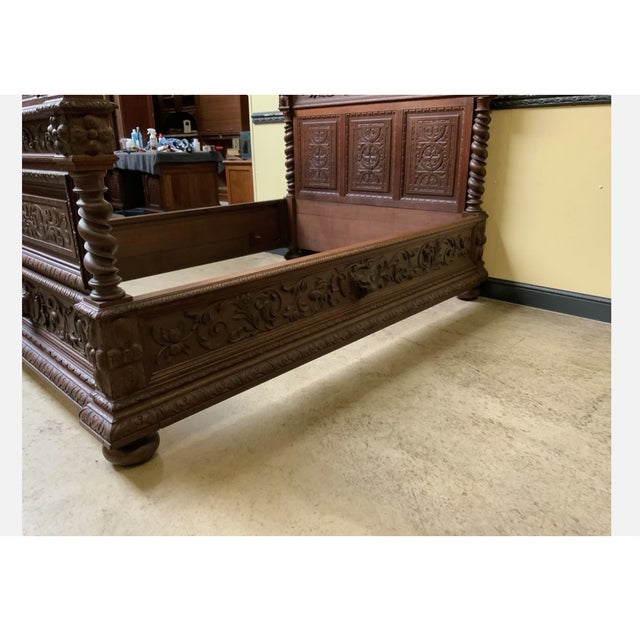 Antique Bed in Solid Oak, 1880 For Sale - Image 9 of 10