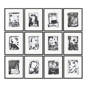 Gallery Wall Installation 76' X 64' - High End Framed Original Black and White Abstract Oil Paintings - Set of 12