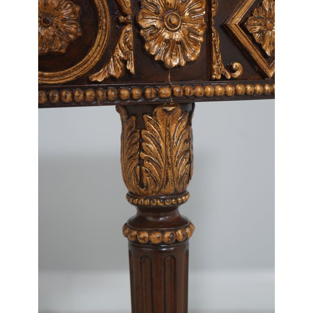 French Maitland Smith 3430-824 Marble Top Mahogany Console Table For Sale - Image 3 of 17