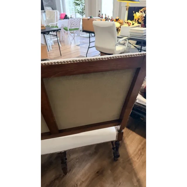 Wood Antique White Sofa For Sale - Image 7 of 18