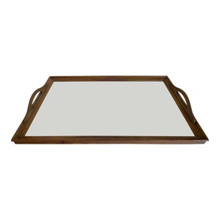 Antique Wood and Glass Tray For Sale