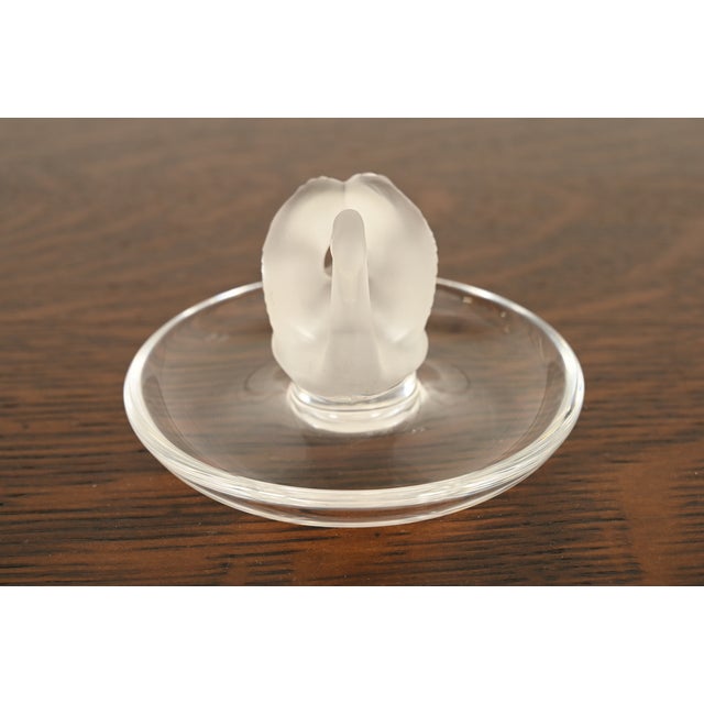 Lalique Art Deco Frosted Crystal Swan Ring Dish For Sale In South Bend - Image 6 of 14